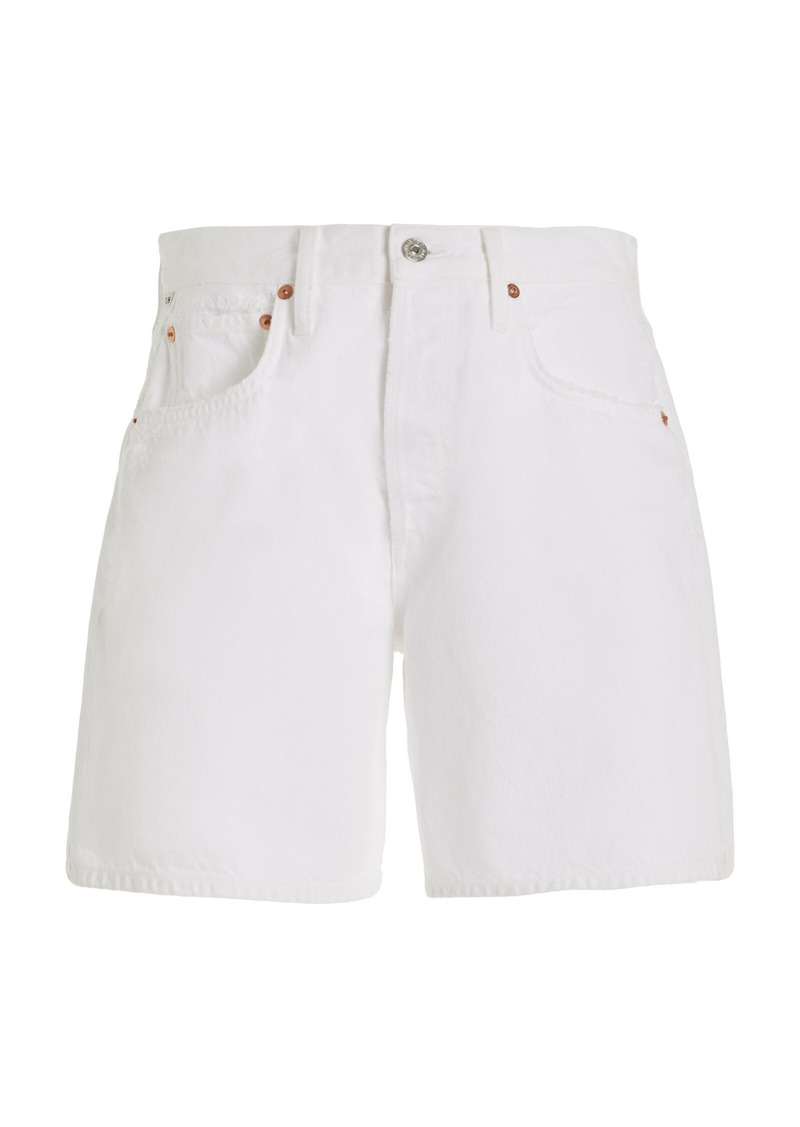 Citizens of Humanity - Marlow Relaxed Mid-Rise Denim Shorts - White - 23 - Moda Operandi