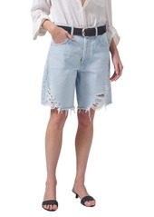 Citizens of Humanity Ayla Distressed High Waist Cutoff Denim Bermuda Shorts