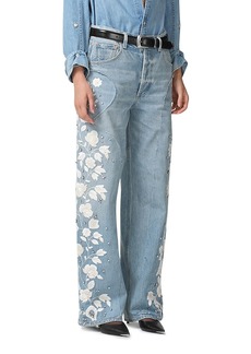 Citizens of Humanity Ayla Embroidered Wide Leg Jeans in Skylights