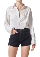 Citizens of Humanity Dree Embroidered Silk Blend Button-Up Shirt