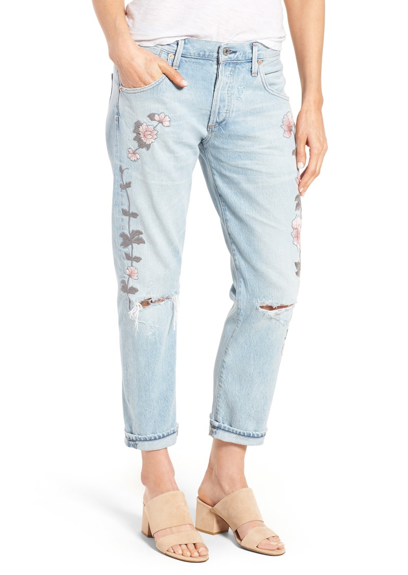 Citizens of Humanity Emerson Slim Boyfriend Jeans (Distressed Rock on Roses)