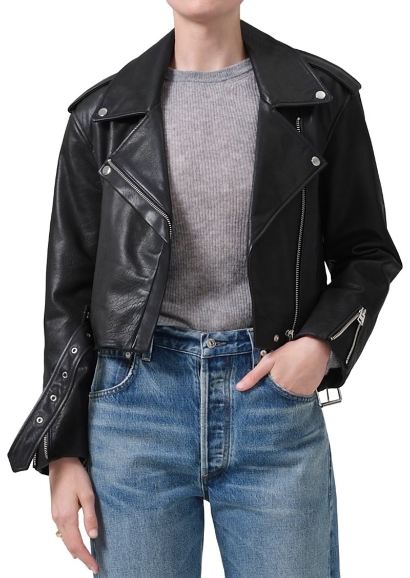 Citizens of Humanity Kindra Cropped Leather Moto Jacket