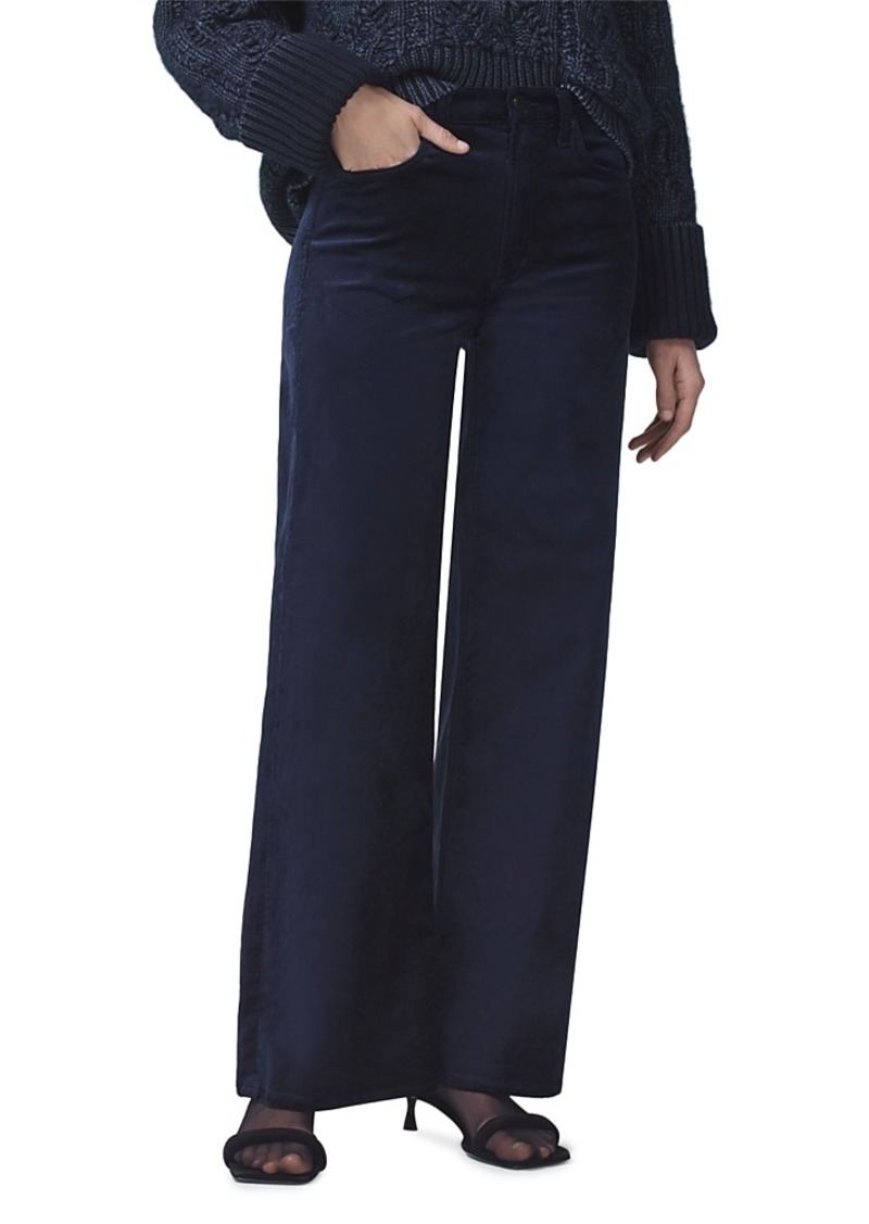 Citizens of Humanity Paloma Baggy High Rise Wide Leg Velvet Jeans in Royal Navy