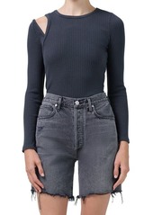 Citizens of Humanity Rianne Cutout Long Sleeve Top in Charcoal at Nordstrom