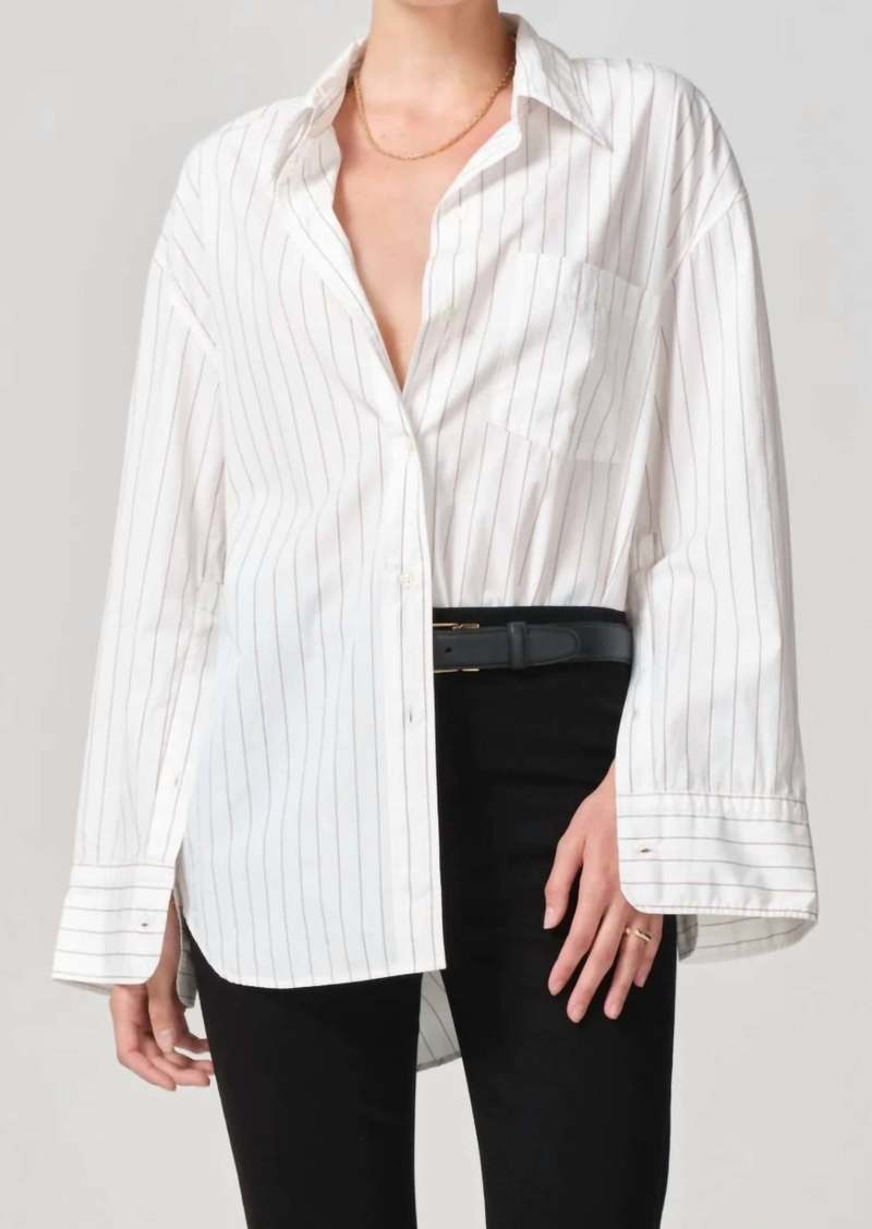 Citizens of Humanity Cocoon Shirt In Bitter Chocolate Stripe