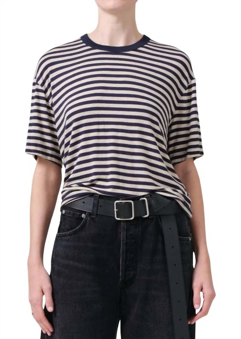 Citizens of Humanity Elisabetta Relaxed Tee In Navy Stripe