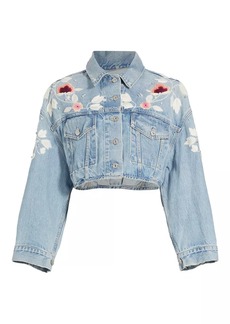 Citizens of Humanity Lena Floral Embroidered Crop Denim Jacket