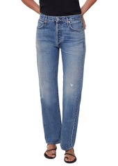 Citizens of Humanity Emery Distressed High Waist Relaxed Straight Leg Jeans in Swedish Blue Mid Indigo at Nordstrom