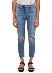 Citizens of Humanity Ripped High Waist Crop Straight Leg Jeans in Morning Light at Nordstrom