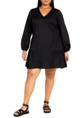 City Chic Alexia Long Sleeve Tiered Dress
