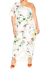 City Chic Bonnie Floral One-Shoulder Dress