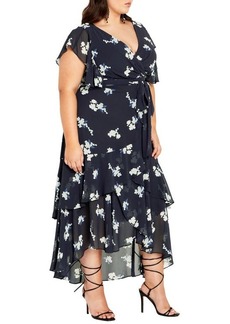 City Chic Demure Floral Faux Wrap High-Low Dress at Nordstrom