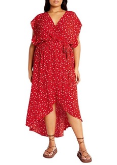 City Chic Ditsy Floral Wrap Front Maxi Dress