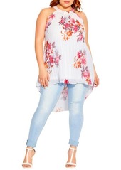 City Chic Floral Crush High/Low Tunic Top in Ivory Fl Crush at Nordstrom