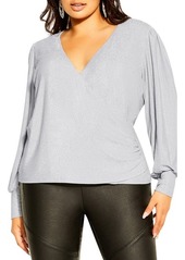 City Chic Glowing Shimmer Faux Wrap Top