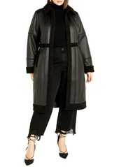City Chic Hayden Faux Leather & Faux Shearling Coat