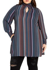 City Chic Illusion Stripe Tunic Top