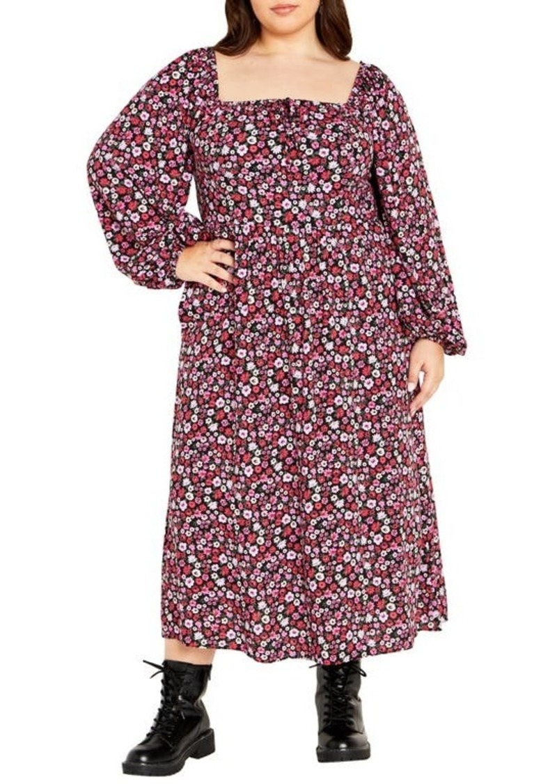 City Chic Jessie Floral Long Sleeve Dress