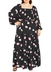 City Chic Lexie Floral Long Sleeve Midi Dress