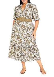 City Chic Marnie Floral Belted Shirtdress