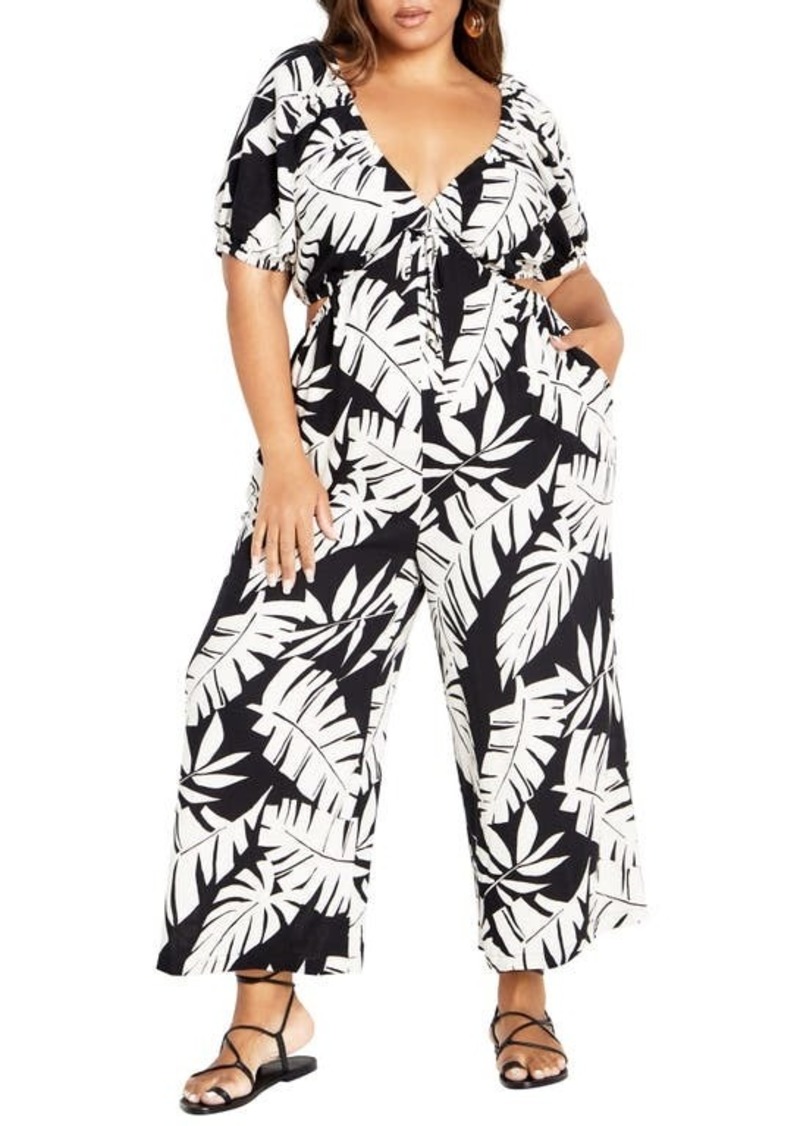 City Chic Palma Floral Print Wide Leg Jumpsuit at Nordstrom