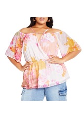 City Chic Plus Size Adelina Print Top - Sunset haze