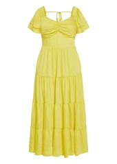 City Chic Women's Ariella Flutter Sleeves Tier Maxi Dress - Lush lime