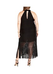 City Chic Women's Calypso Fringe Dress - Black