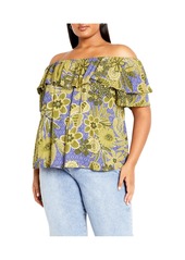 City Chic Plus Size Daydream Top - Batik bloom