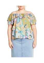 City Chic Plus Size Daydream Top - Batik bloom