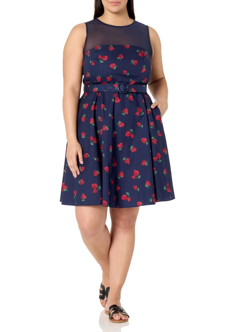 City Chic Women's Apparel Women's City Chic Plus Size Dress Molly Navy Strawberry PRT