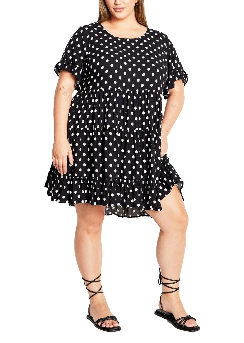 City Chic Women's Apparel Women's City Chic Plus Size Dress Nikki PRT BLK/WHT SPOT