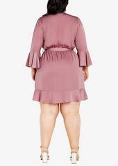 City Chic Plus Size Estelle Wrap Dress - Dusty Orchid