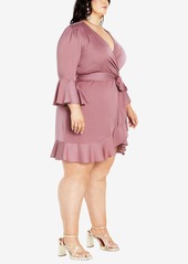 City Chic Plus Size Estelle Wrap Dress - Dusty Orchid