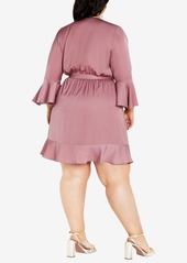 City Chic Plus Size Estelle Wrap Dress - Dusty Orchid