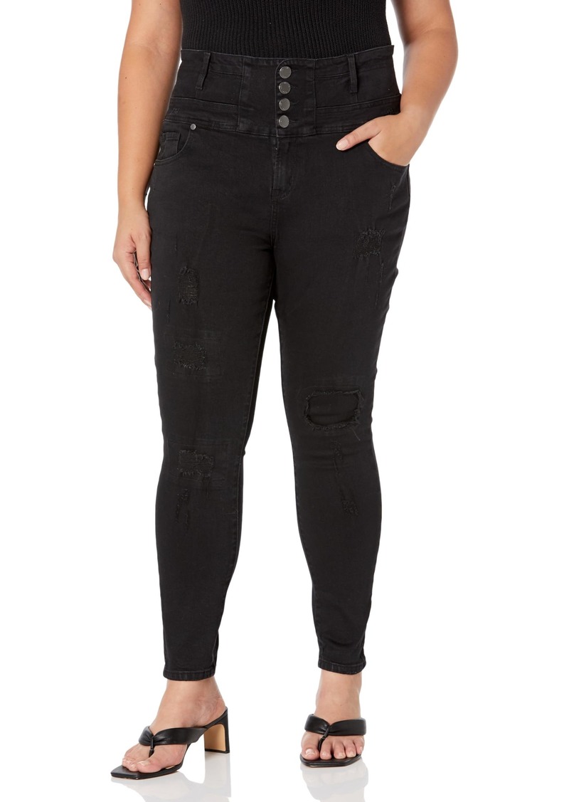City Chic Plus Size Jean Patch Apple CRT in Black WASH Size 20