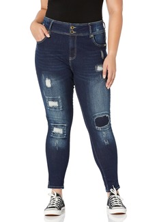 City Chic Plus Size Jean Patched Apple S in Denim MID Size 24