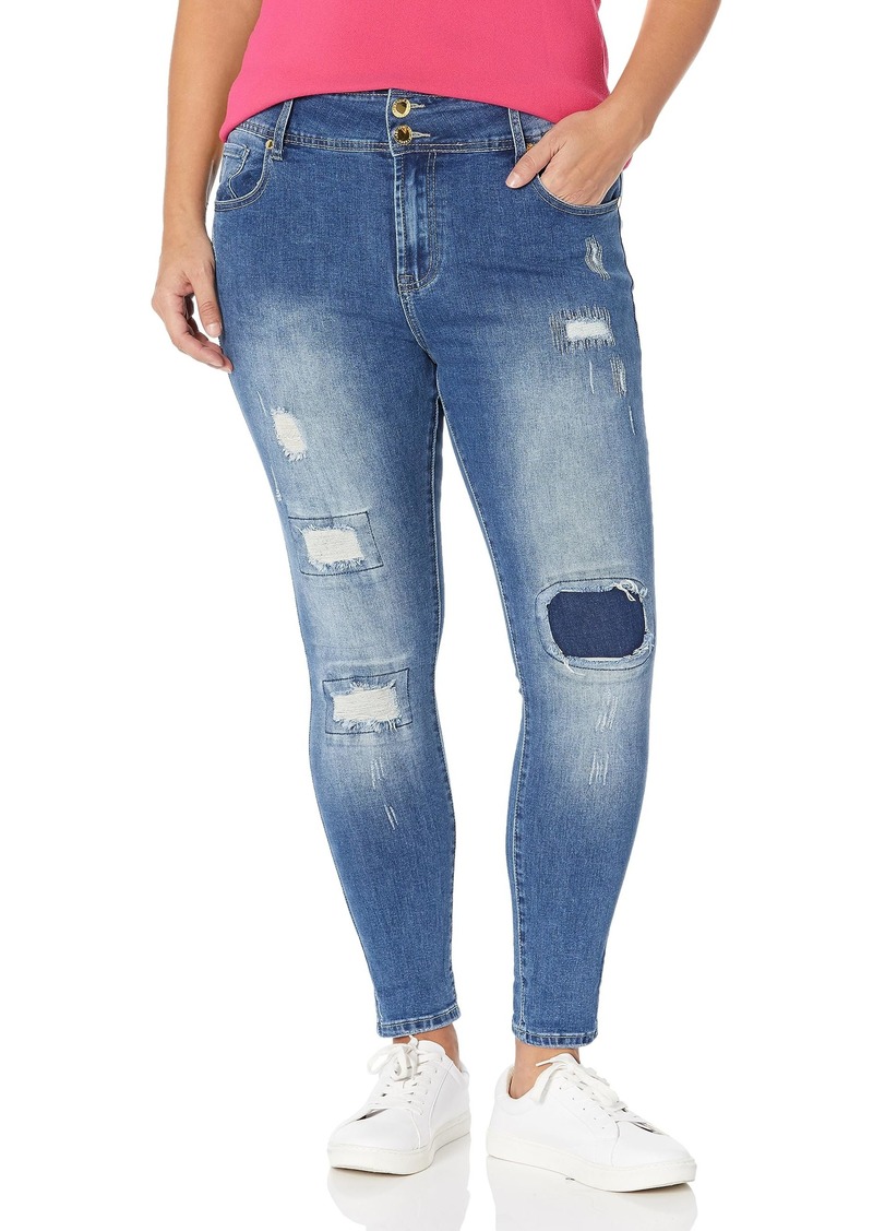 City Chic Plus Size Jean Patched Apple S in  Size 22
