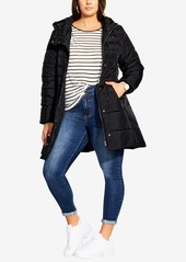 City Chic Women's Longline Puffer Jacket - Black