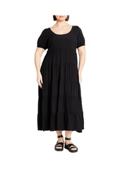 City Chic Plus Size Mila Plain Dress - Navy