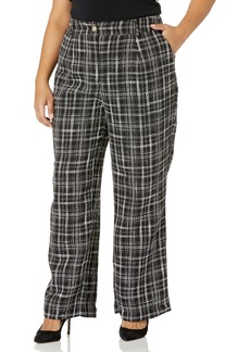 City Chic Plus Size Pant Piper Check in BLK Check Size 18
