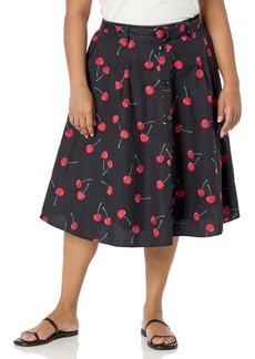 City Chic Women's Apparel Women's City Chic Plus Size Skirt Siena BLK Cherry PRT