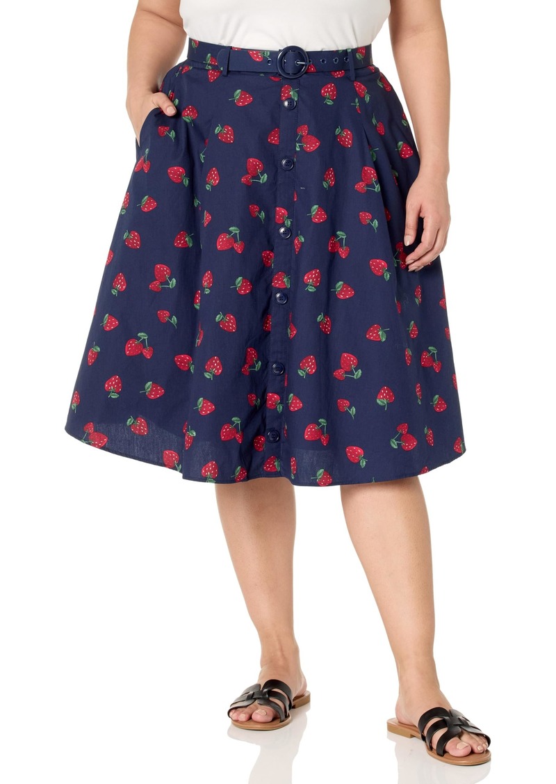 City Chic Women's Apparel Women's City Chic Plus Size Skirt Siena Navy Strawberry PRT