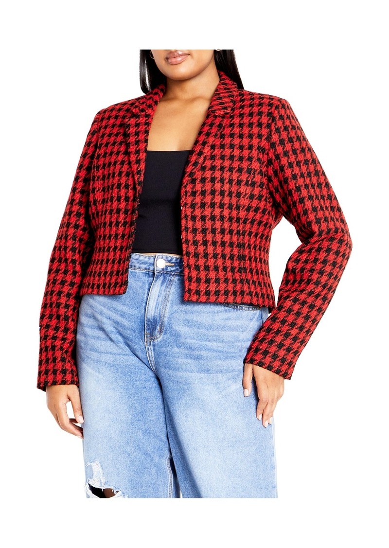 City Chic Plus Size Skylar Jacket - Red/black check