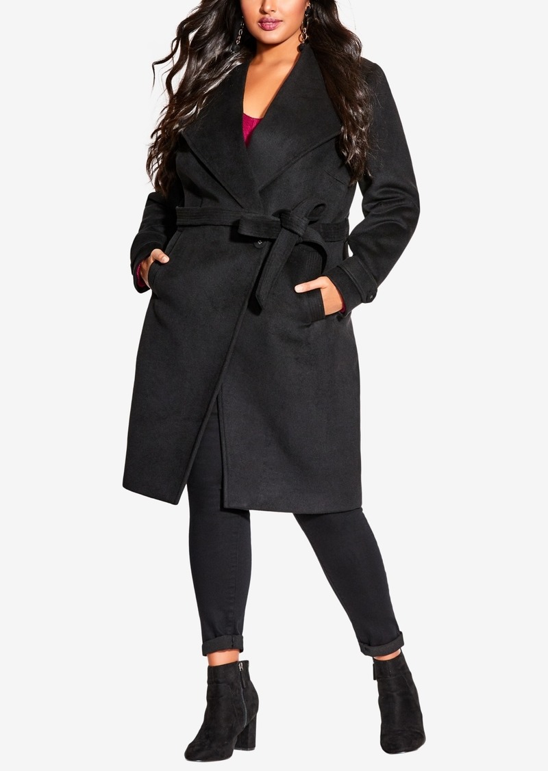 City Chic Women's So Sleek Coat - Black