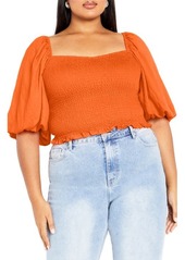 City Chic Poppie Smocked Puff Sleeve Top