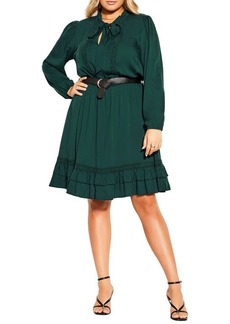 City Chic Precious Belted Long Sleeve Dress