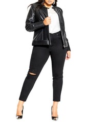 City Chic Ribbed Faux Leather Biker Jacket
