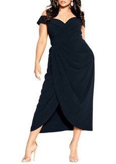 City Chic Ripple Love Off the Shoulder Maxi Dress