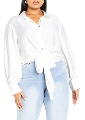 City Chic Rosabella Tie Hem Button-Up Shirt